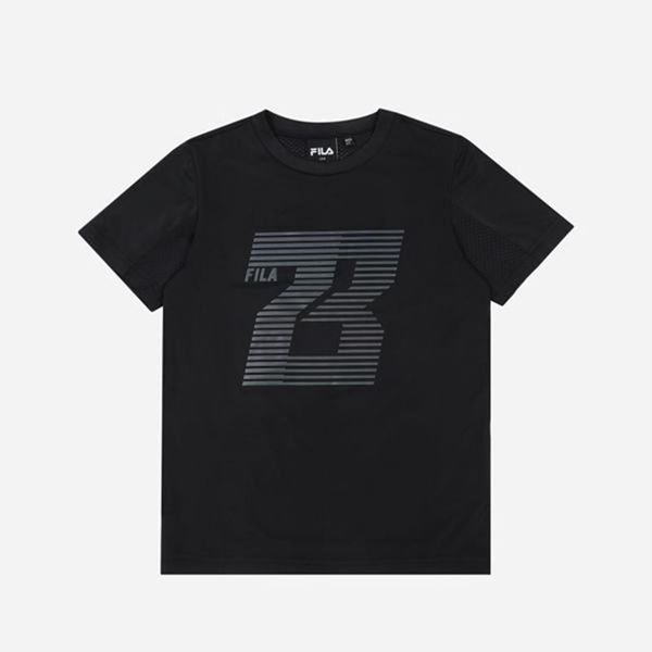 Fila Speed 73 S/S Boy's T-Shirts - Black,NZ 587-39856